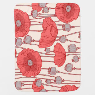 Poppy Field Dance: Seamless Floral Rhapsody Baby Blanket