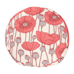 Poppy Field Dance: Seamless Floral Rhapsody Pouf