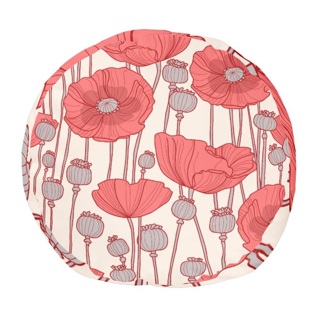 Poppy Field Dance: Seamless Floral Rhapsody Pouf (Bottom)