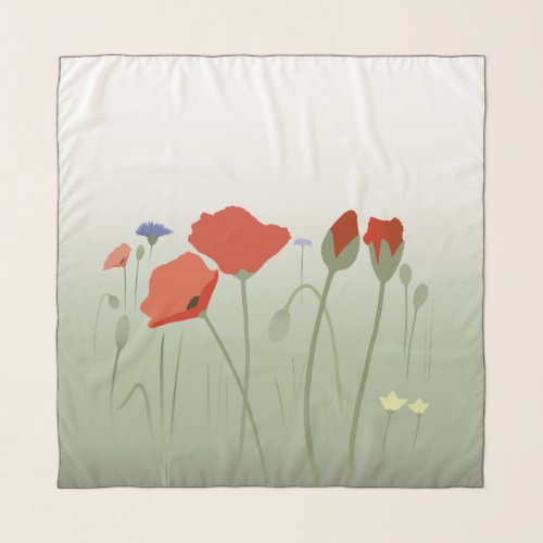 Poppy Field Illustration Scarf