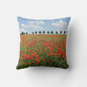 Poppy Field in Bloom Throw Pillow