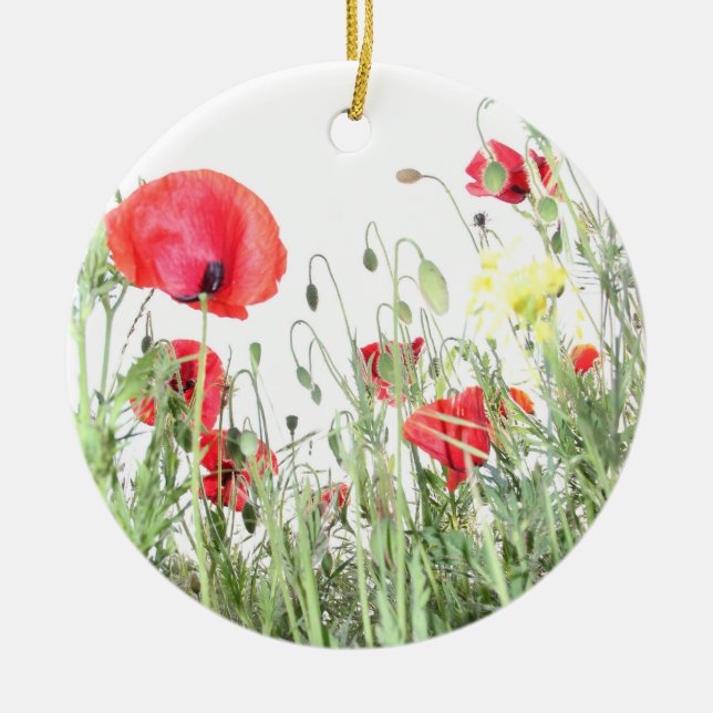  Poppy field Nature blooms flowers   Ceramic Ornament (Front)