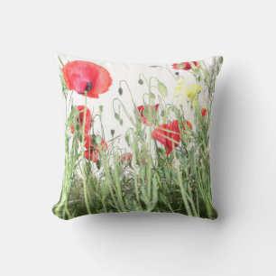 Poppy field Nature blooms flowers Throw Pillow