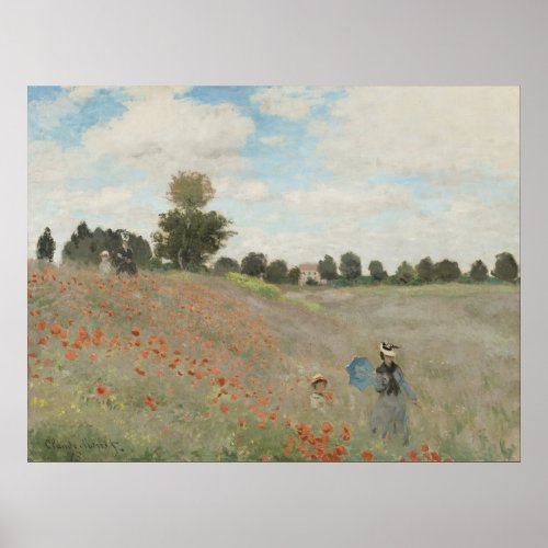 Poppy Field Near Argenteuil by Claude Monet Poster
