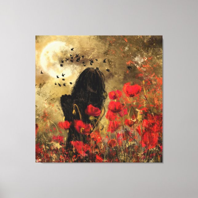 Poppy Field Night Canvas Print (Front)