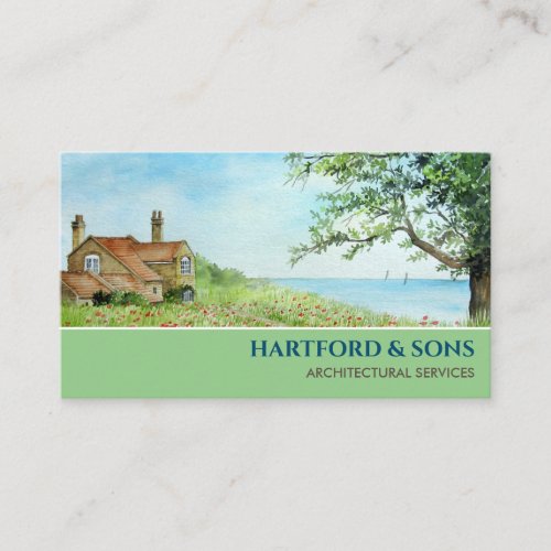 Poppy Field North Yorkshire Watercolor Painting Business Card