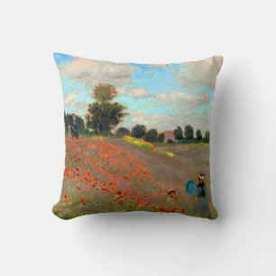 Poppy Field painting by Claude Monet (1873) Throw Pillow
