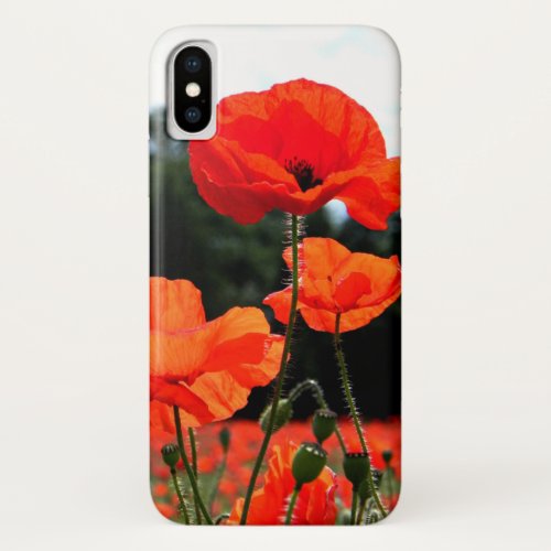 Poppy Field Red Poppies in Bloom iPhone X Case