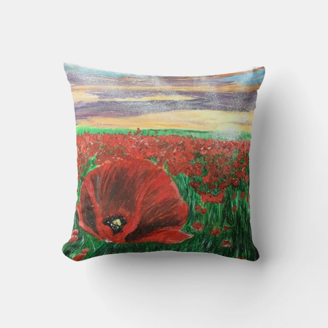 Poppy Field SF Throw Pillow (Front)