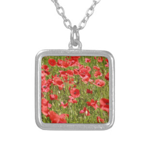 Poppy field - Stunning! Silver Plated Necklace