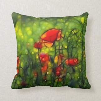 Poppy field throw pillow
