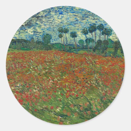 Poppy Field _ Vincent van Gogh Classic Round Sticker