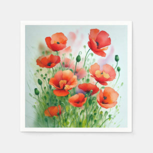 Poppy field, watercolor - napkins