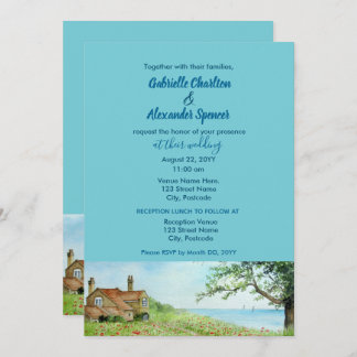 Poppy Field Watercolor Painting Wedding Invitation