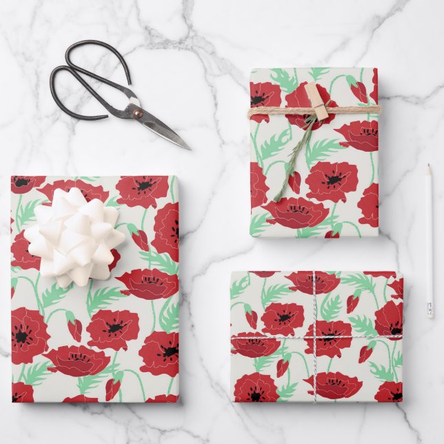 POPPY FIELD WRAPPING PAPER SHEETS (Front)