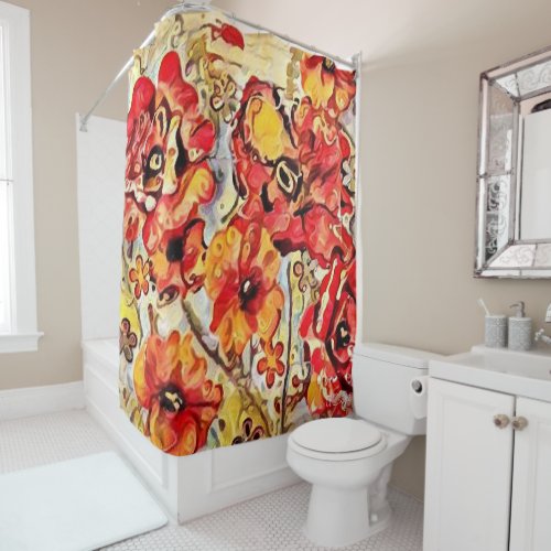 Poppy Fields Design 1 shower curtain