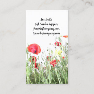Poppy fields flowers Sun Nature blooms Heart  Business Card