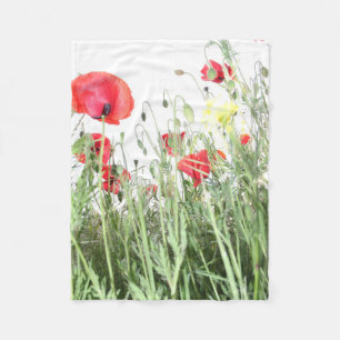 Poppy fields flowers Sun Nature blooms Heart  Fleece Blanket