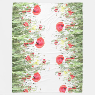 Poppy fields flowers Sun Nature blooms Heart  Fleece Blanket