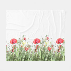 Poppy fields flowers Sun Nature blooms Heart Fleece Blanket