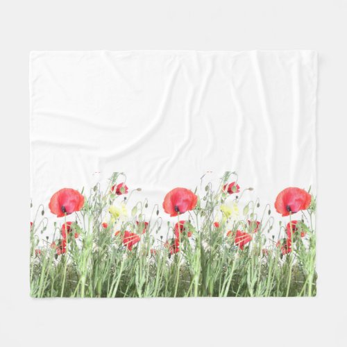 Poppy fields flowers Sun Nature blooms Heart  Fleece Blanket