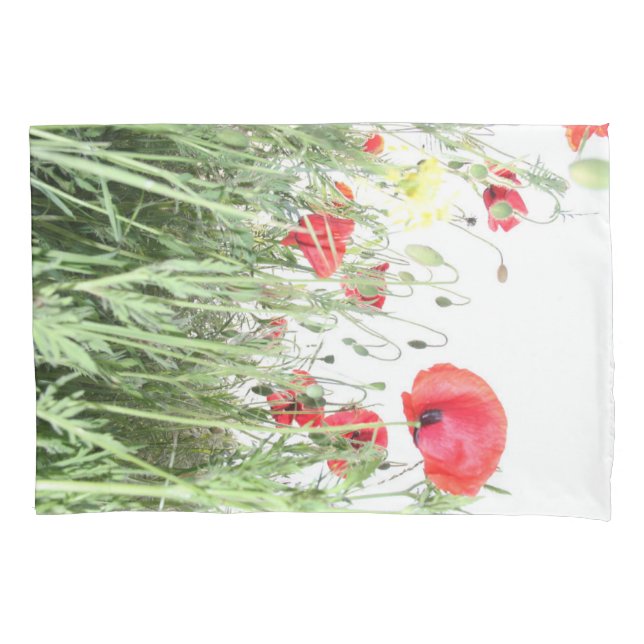Poppy fields flowers Sun Nature blooms  Pillow Case (Front)