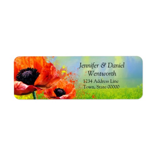 Poppy Fields Garden Party Return Address Labels