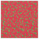 Poppy Fields Green Buds on Red Custom Fabric
