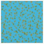 Poppy Fields Green Buds on Sky Blue Custom Fabric