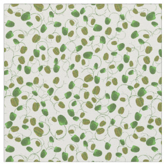 Poppy Fields Green Buds on White Custom Fabric