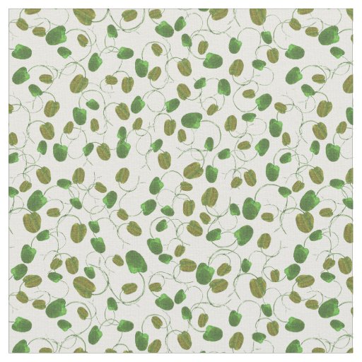 Poppy Fields Green Buds on White Custom Fabric