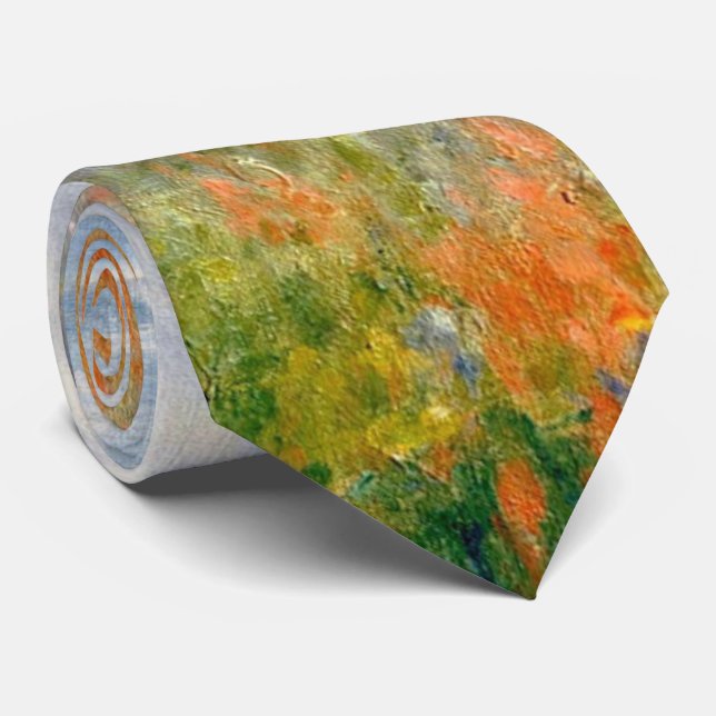 Poppy Fields near Argenteuil by Claude Monet Neck Tie (Rolled)