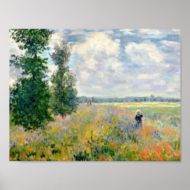 Poppy Fields near Argenteuil by Claude Monet Poster (Front)