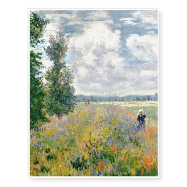 Poppy Fields near Argenteuil by Claude Monet Temporary Tattoos (Front)