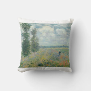 Poppy Fields near Argenteuil by Claude Monet Throw Pillow