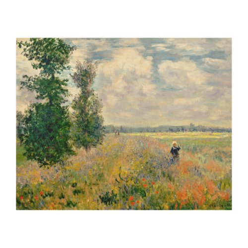 Poppy Fields near Argenteuil by Claude Monet Wood Wall Art