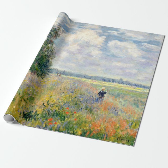 Poppy Fields near Argenteuil by Claude Monet Wrapping Paper (Unrolled)