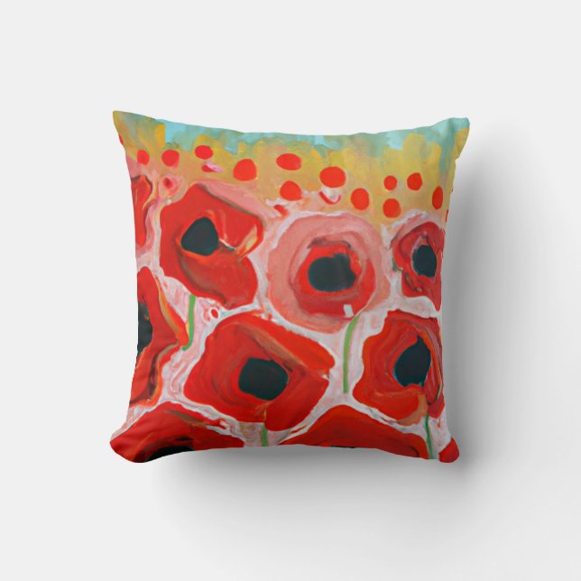 Poppy Fields Throw Pillow (Front)