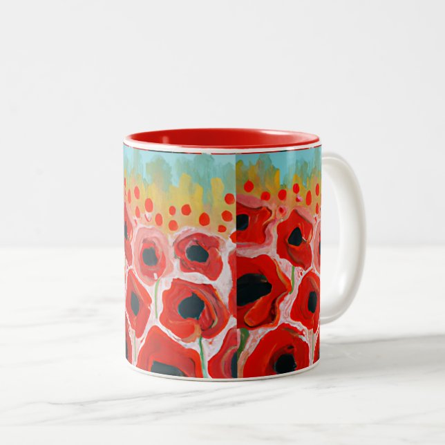 Poppy Fields Two-Tone Coffee Mug (Front Right)