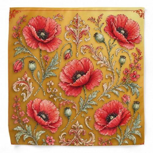 Poppy fleur golden design bandana