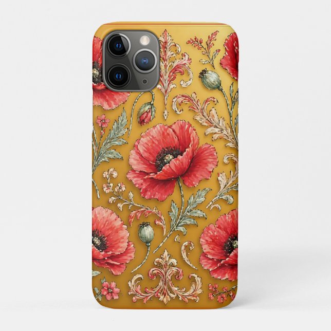 Poppy fleur golden design Case-Mate iPhone case (Back)