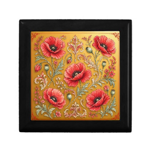 Poppy fleur golden design gift box