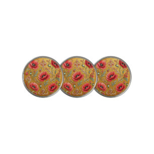 Poppy fleur golden design golf ball marker