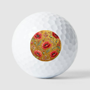 Poppy fleur golden design golf balls
