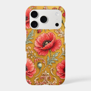 Poppy fleur golden design iPhone 17 pro case