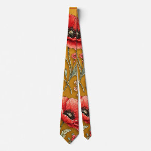 Poppy fleur golden design neck tie