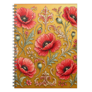 Poppy fleur golden design notebook