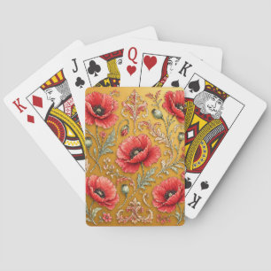 Poppy fleur golden design poker cards