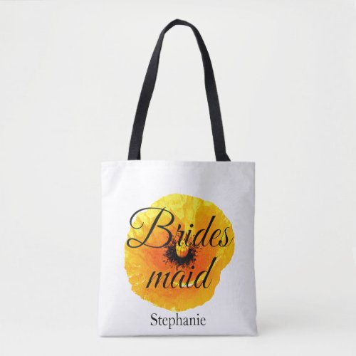 Poppy Floral Abstract Bridesmaid Name Wedding Cute Tote Bag