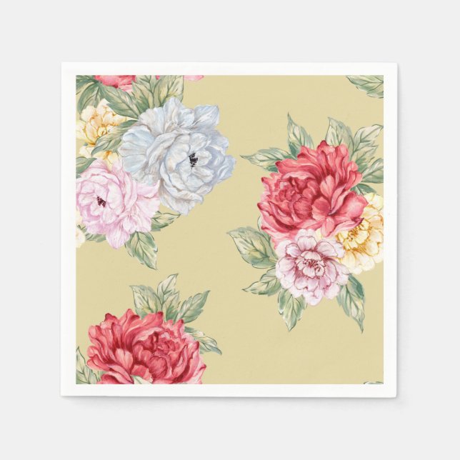 Poppy floral bridal shower bundle napkins (Front)